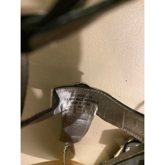 G by Guess Womens Sandals Size 9M Black Leather with Silver Buckle Decor Casual - Picture 2 of 11